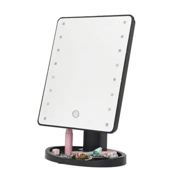 

Square Benched Led Makeup Mirror With 22 Light Complement Touch Switch Makeup Dresser Mirror 360 Degree Rotating Mirror