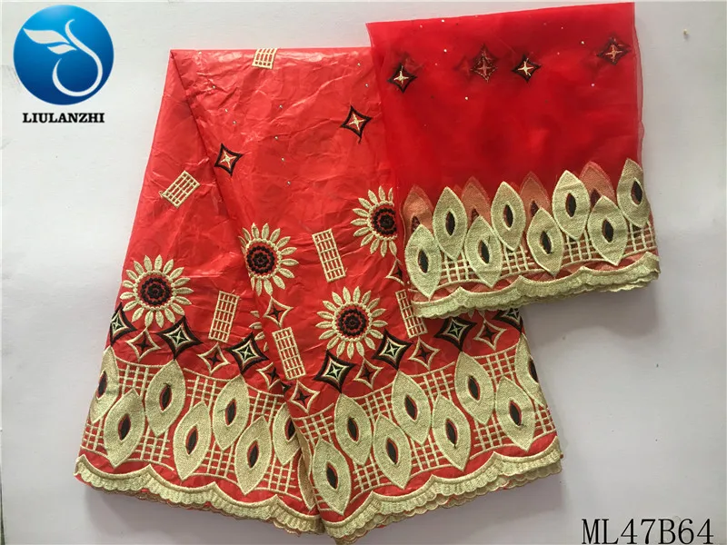 LIULANZHI Базен Riche африканская красная кружевная ткань для шитья платье 5+ 2 ярдов африканская бязь брокад ML47B64