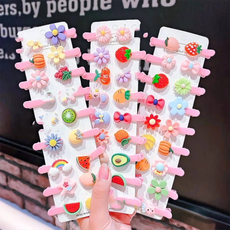 10pcs Mini Cute Colorful Fruit Cartoon Animal Hair Clips for Girls Head Jewelry Clip Accessories Fashion 4*2cm Hairpin | Детская одежда