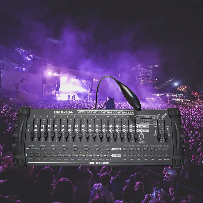 US $88.35 Disco 384 DMX ConsoleDMX512 Controller For LED Moving Head Light Par Light effects Stage Lighting DJ party lights controller