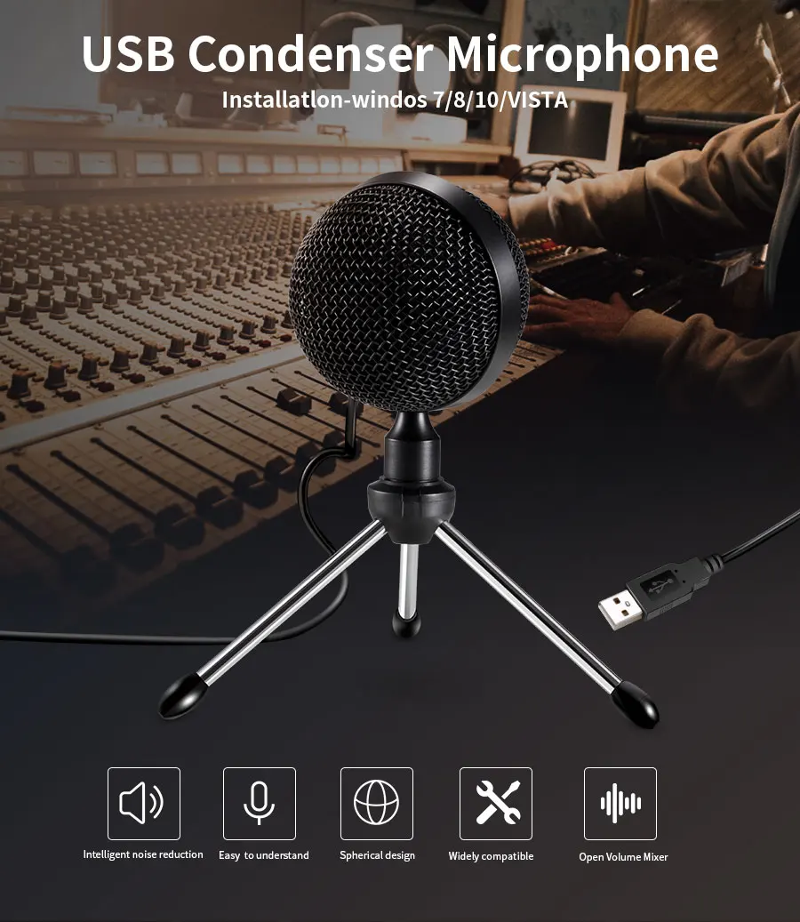 MAMEN USB конденсаторный микрофон 360 градусов настольный микрофон с минимальным штативом всенаправленный умный микрофон для встречи