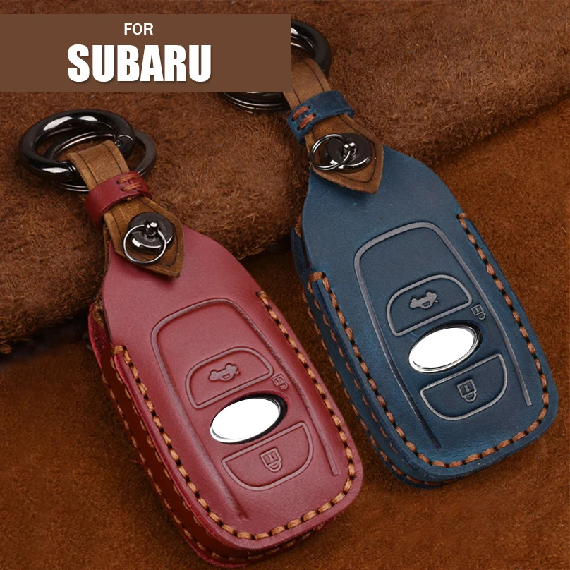 

Retro Genuine Leather Remote Car Key Cover Protector Keychain for Subaru Forester Impreza Outback WRX BRZ XV Crosstrek