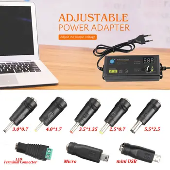 

EU Plug Adjustable Voltage Power Supply Adapter AC To DC 3-24V Switch W/ Display DC Heads Socket Ferramenta