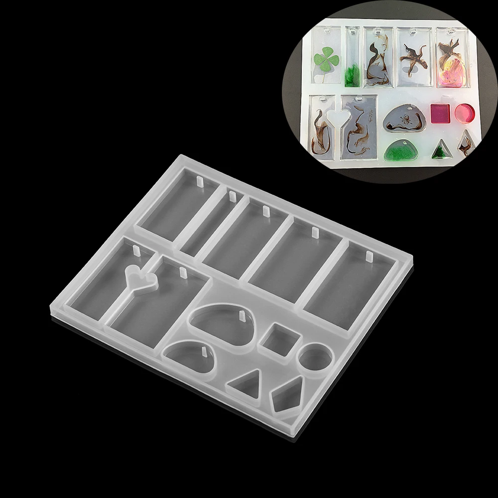 

Variety Pendant With Hole Silicone Molds Resin Silicone Square Round Rectangle Epoxy Resin Molds For DIY Jewelry Handmade Tools