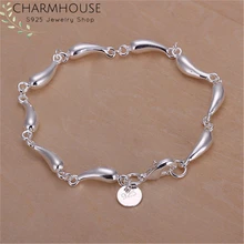 Чистый 925 Серебряный браслет для женщин полный капли воды цепи браслет и браслеты Pulseira Свадебные модные украшения