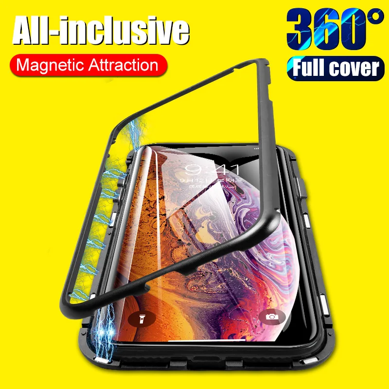 

Luxury Magnetic Adsorption Metal 360 Full Protective Case For IPhone X XR XS MAX Cover Case On The For IPhone 7 8 6s Plus Case