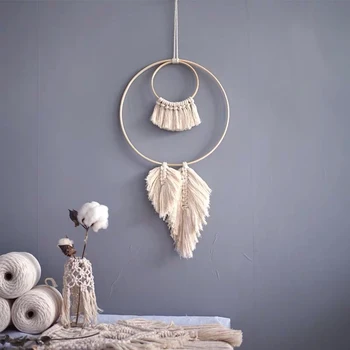 

Dream Catcher Wall Hanging Tapestry Wedding Macrame Knit Wall Decoration Modern Macrame Tapisserie Headboard Wall Blanket