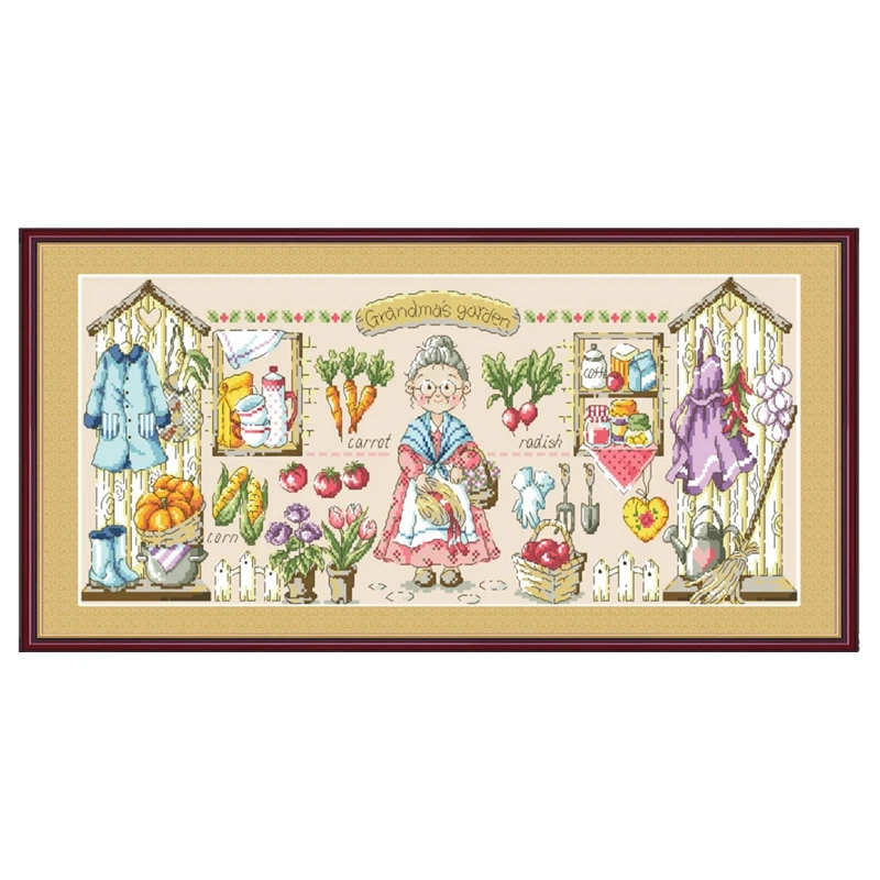 Cross Stitch Kit SODA Collection Grandma's Garden Cute Cartoon 11CT Printed Chinese Hand Embroidered Material Pack
