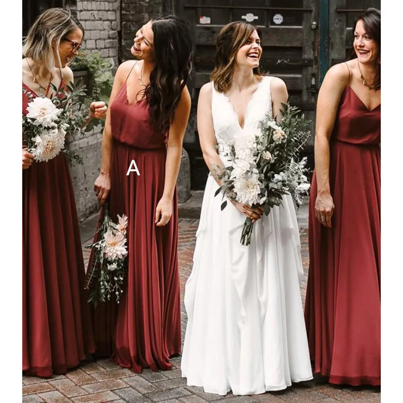 Элегантное длинное шифоновое платье для подружки невесты, Vestidos De Festa, свадебное платье для гостей на тонких бретельках, высокое качество, Vestido Longo