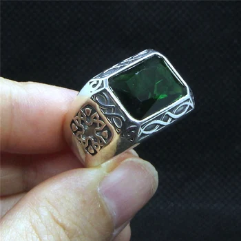 

Hot Sellers Real S925 Silver Band Ring Top Quality Fashion Ladies Green Stone Ring