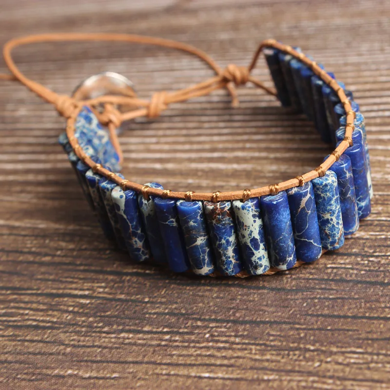 LanLi натуральные ювелирные изделия лазурит император камень цилиндр вязать браслет для мужчин и женщин давая подарки и самоиспользование
