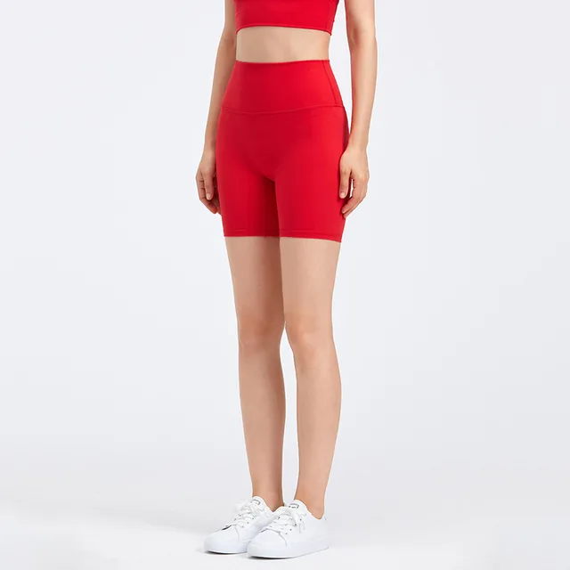 Lulu Quality Butter Soft Fitness Tight Women Sports Short Squat Proof High Waist Yoga Legging Shorts Cycling Athletic Gym Clothe China red