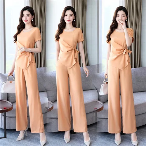 

2019 Summer Fashion Simple Cool Comfortable Solid Color Lace-up Slim Fit Set