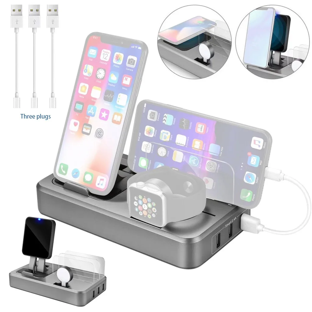 Зарядное устройство для телефона универсальное беспроводное зарядное устройство для телефона USB 5 портов зарядная станция с телефоном Беспроводное зарядное устройство для Android для Apple