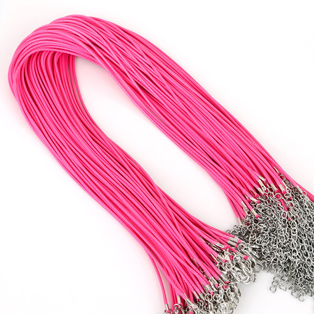 1.5/2mm Cotton Waxed Cord Adjustable Braided Rope String Necklace Chain with Lobster Clasp DIY Jewelry Making Handmade