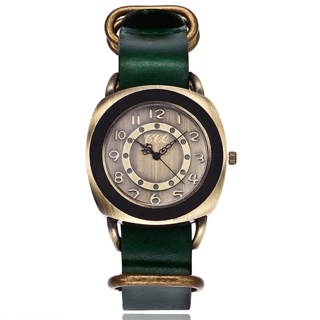 CCQ Мужской винтажный браслет из натуральной кожи Квадратные Часы повседневные Роскошные Мужские кварцевые часы Лидер продаж