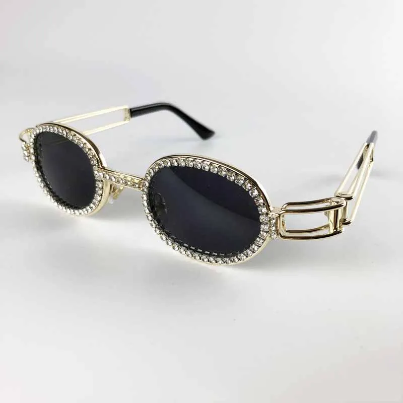 New Oval Oversized Sunglasses Women Metal Claw Chain Rhinestone Decoration Acrylic Big Frame Sun Glasses Eyeglasses UV400 - Lenses Color: 3