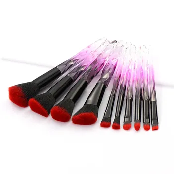 

make up brush set Women's Makeup Brush Set Crystal Transparent Handle Foundation Eye Shadow Brow Lash Professional Makeup Tool