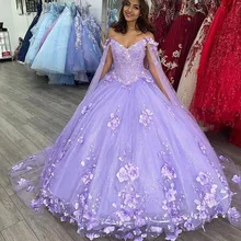 Robe de bal bouffante lilas lavande, robe de fête de remise de diplôme, Corset à lacets au dos, 15 Anos 