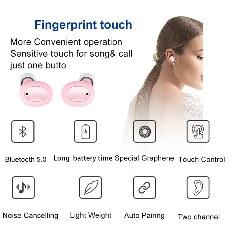 XVIDA TW15 Wireless TWS Earphone Mini Bluetooth 5.0 Earbuds Sport Headset with charging bin For xiaomi samsung all smartphone
