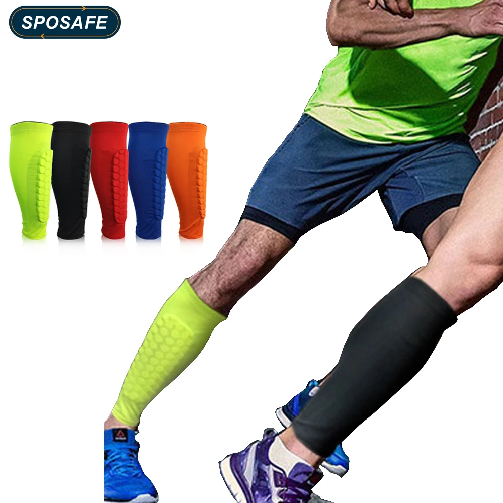 

SPOSAFE 1Pcs Honeycomb Compression Calf Sleeve Shin Guard - Shin Splint Leg Sleeves Support for Calf Pain Relief Running Cycling