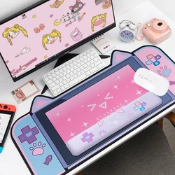 Engrossar não deslizamento bonito gato/cão orelhas grande mouse almofada 80cm * 40cm componente de jogo de computador desenhos animados cor de rosa com tapete de mesa do mouse para a menina