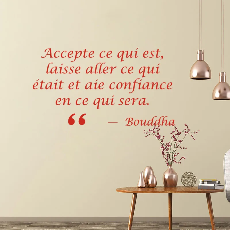 red Wall Stickers Citation Laisse Aller Ce Qui Etait Vinyl Wall Art Decal Living Room Home Decor Poster Buddha House Decoration - Цвет: red