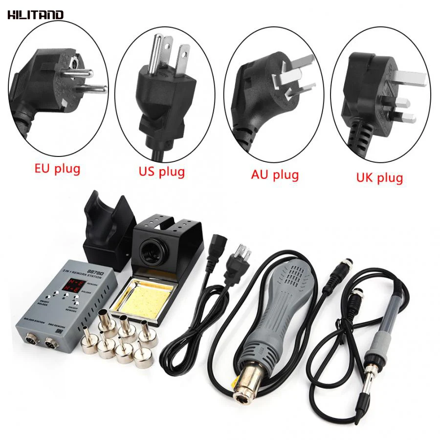 

Soldering Station T12 Soldering Station Digital 8878D 2 In 1 SMD Rework Station With Hot Air & Soldering Iron For Phone