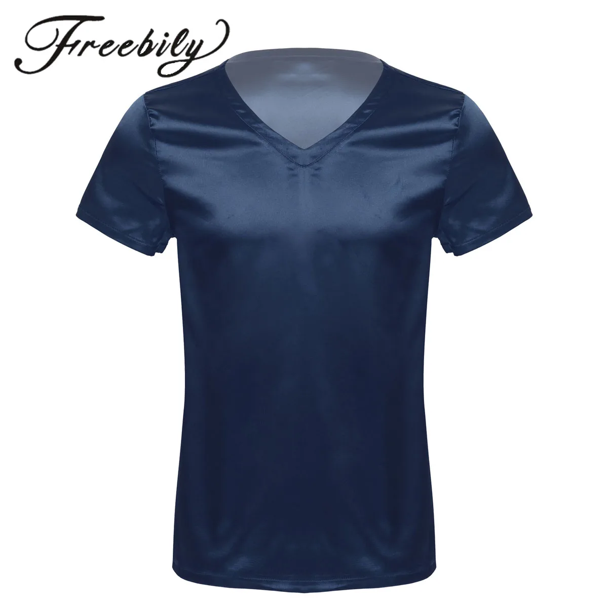 Mens Short Sleeve Satin Pajamas Tops Homewear Casual Comfortable Loungewear Sleepwear Nightwear sexy leisure new mens pajamas sets tops