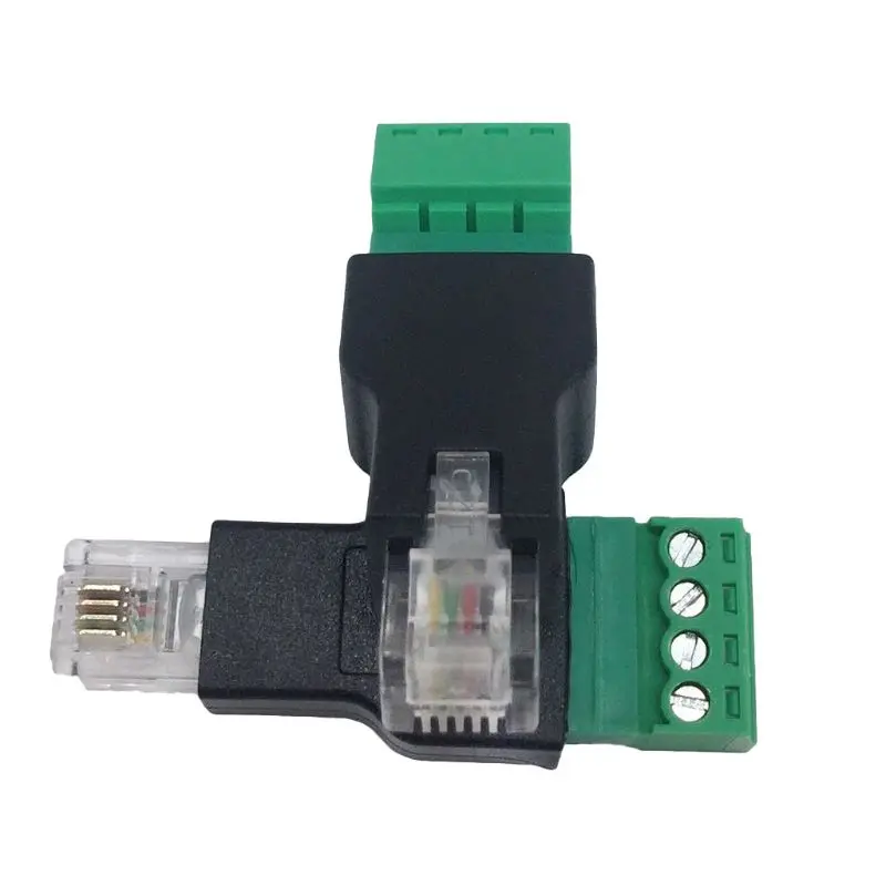 RJ11 to Screw Terminal Adapter RJ11 Male to 4 Pin Connector Splitter Shield Plug