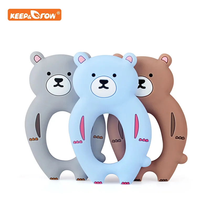 Keep& grow Bear, Силиконовые Прорезыватели для зубов, пищевое животное, подарок для прорезывания зубов, жевательные игрушки для малышей, аксессуары для грызунов