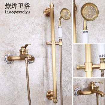 

Copper Antique Faucet Vintage Shower Bathroom Faucet Shower Simple Shower Wall Lifting Rain