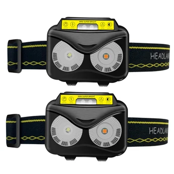 

2pcs Bright Hiking USB Rechargeable With Motion Sensor Adjustable Angle IPX65 Waterproof LED Headlamp Camping Fishing 200 Lumen