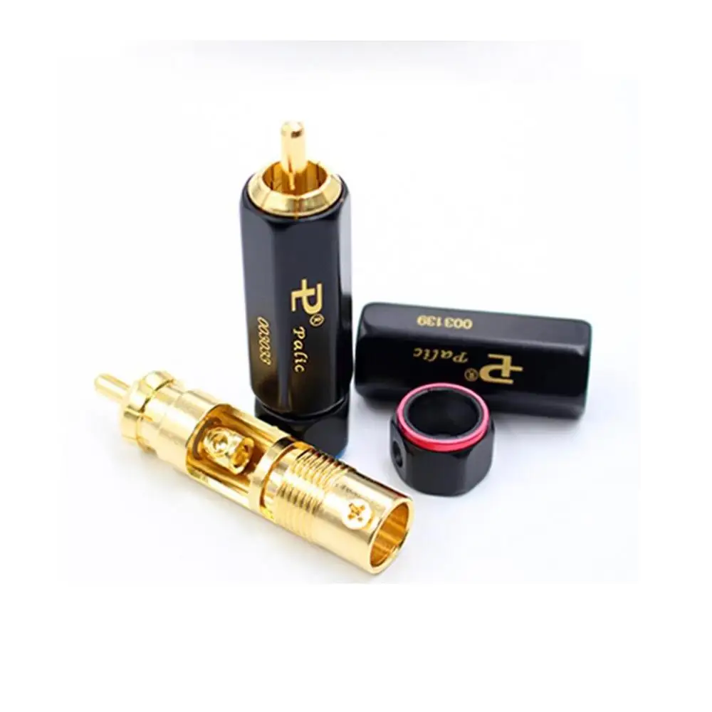 Colleimage-hifi Palic Banhado a Ouro Rca Plug Conector de Travamento Automático a v para Cabo de Áudio Faça Você Mesmo Alta Qualidade Alta Qualidade - Image 3