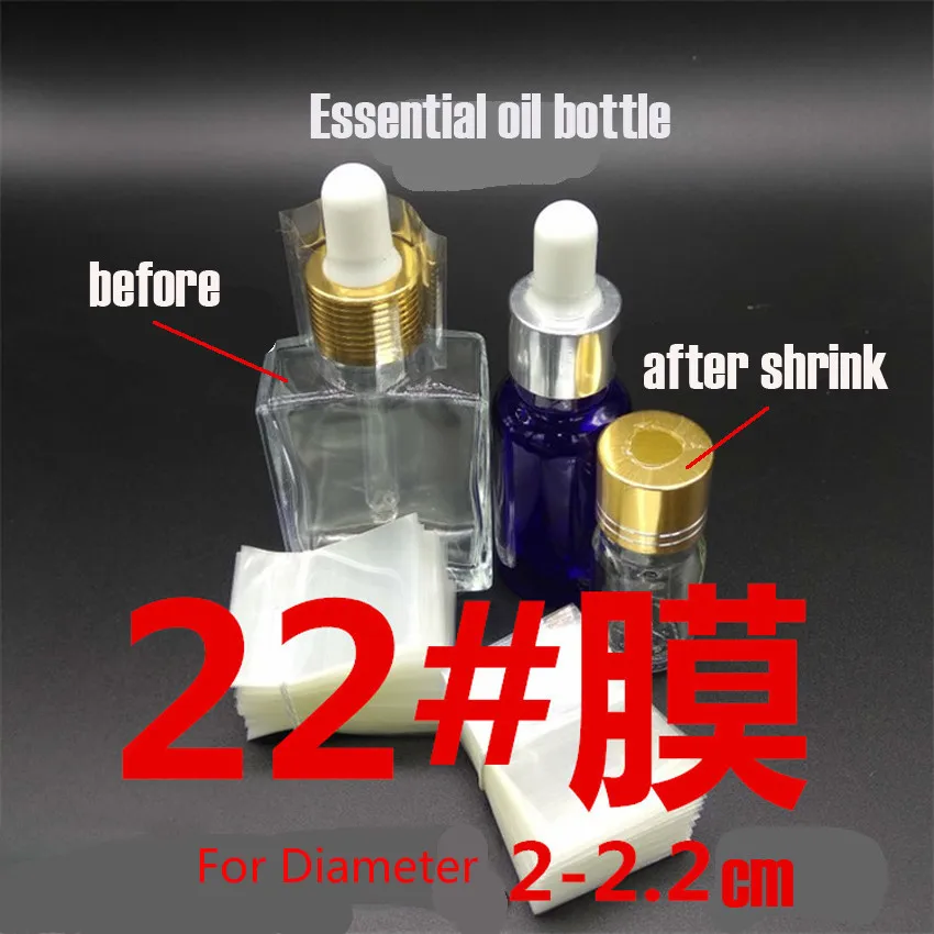 200pcs/lot Pvc Transparant Heat Shrink Bands For Essential Oil Bottles Caps, Diameter 22mm X Hight 30mm Laid Flat Width 39mm