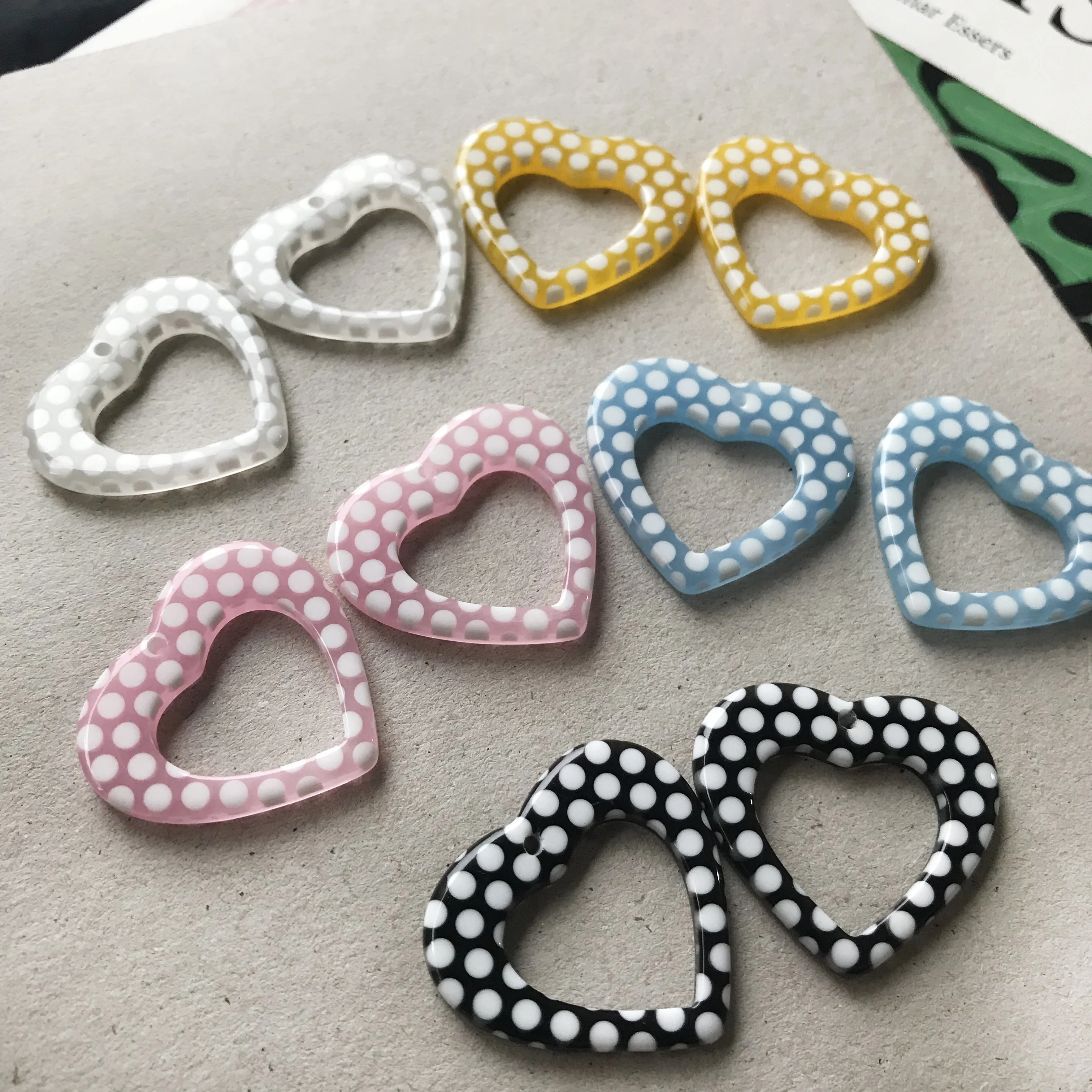 Желе точка девушка волна точка Полые Любовь Сердце Смола кулон DIY Ювелирные серьги ручной работы аксессуары материал