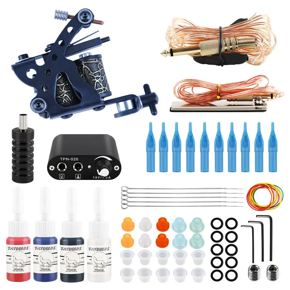 Starter Complete Beginner Tattoo Kit Mini Tattoo Power Supply Cheap Tattoo Kit Set Grips Needles