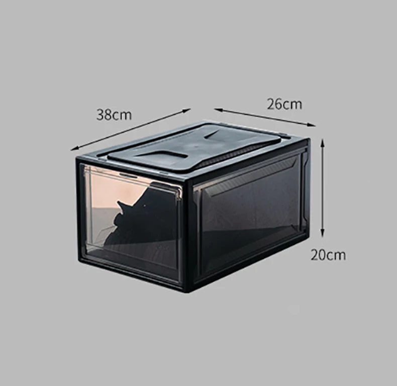 1PCS Black Пластиковые обувные коробки Прогулочные кроссовки коробка штабелируемые ящики для хранения спортивная обувь на высоком каблуке коробки чехол винтажные кроссовки обувные коробки - Цвет: 1PCS Black