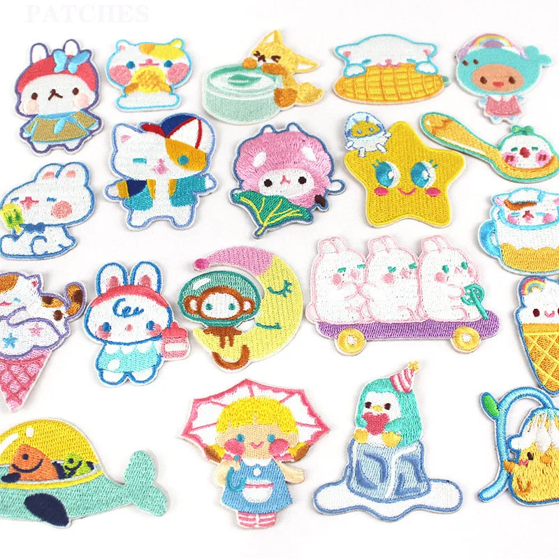 Cute Cartoon Animal Embroidery Iron On Patches Badges Brooches Clothes Accessories DIY Hand Sewing Decoration Applique | Дом и сад