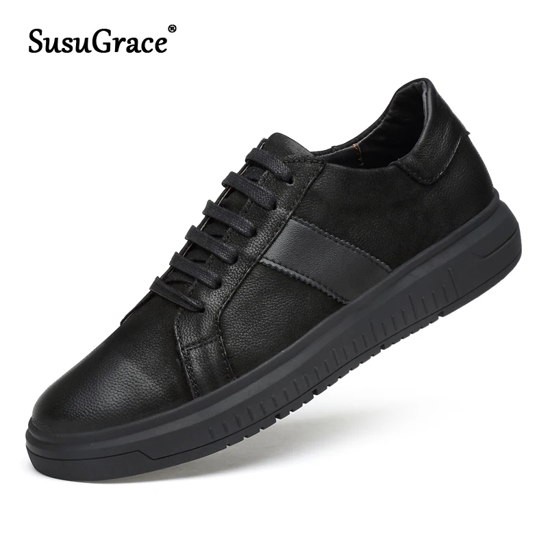 

Susugrace Quality Men Sneakers Genuine leather Male Moccasins casual shoes Natural leather footwear Quality designer shoes homme