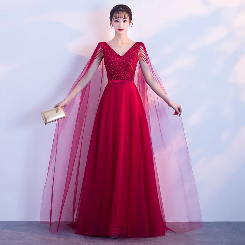 

2019 Formal Prom Gown vestido de noite A-line Party Dress V-neck Long Prom Dress