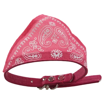 

Pink leather collar Bandana adjustable scarf for dog cat pet S