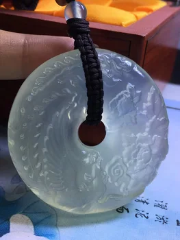 

Natural Xiuyu ice jade hand-carved flower round jade pendant jade necklace women pendants necklaces jadeite jade jewelry