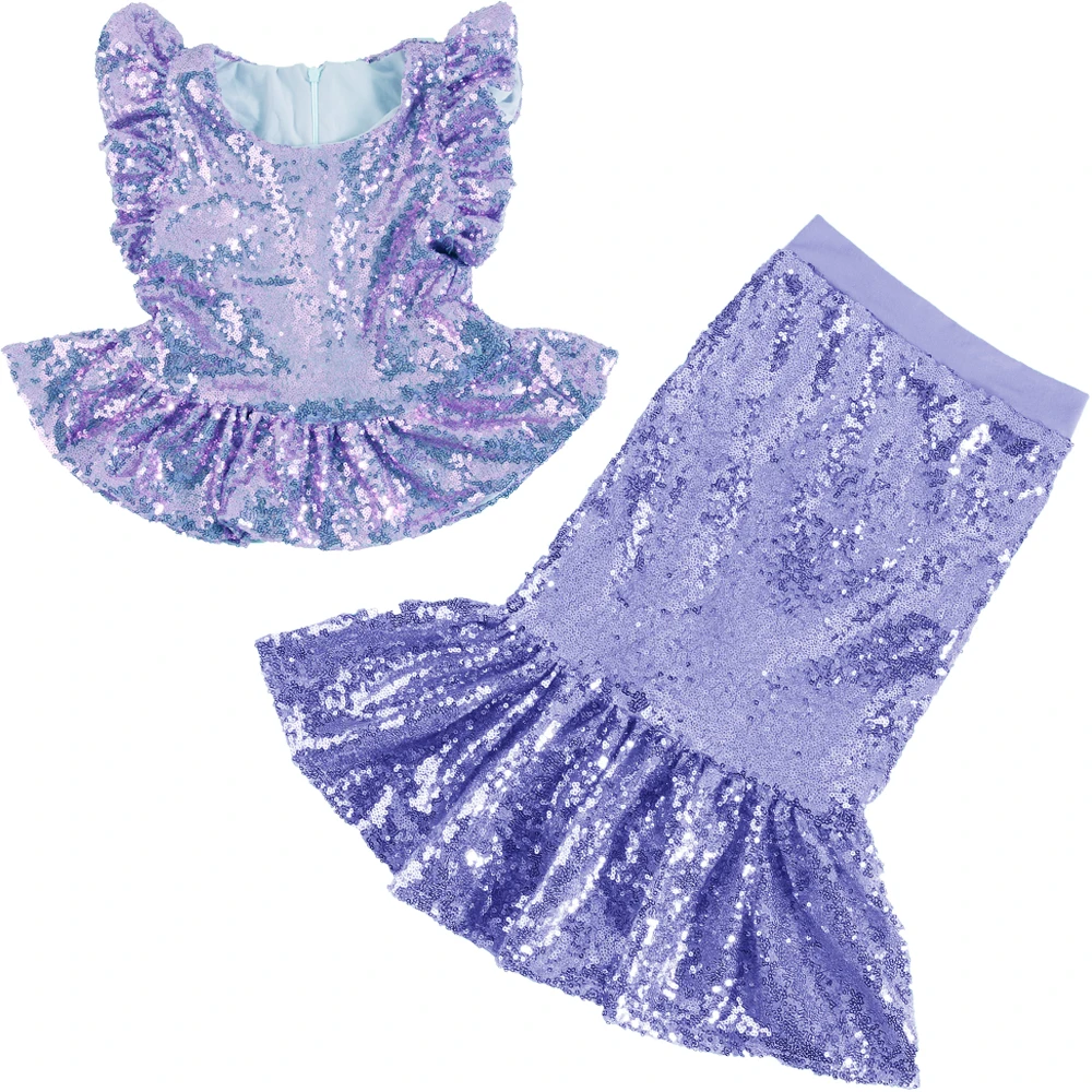 Toddler Kids Ruffle Flutter Top with Trumpet Sparkle Dress Girls Sequined Mermaid Baby Party Drama Dancing Costume | Детская одежда и