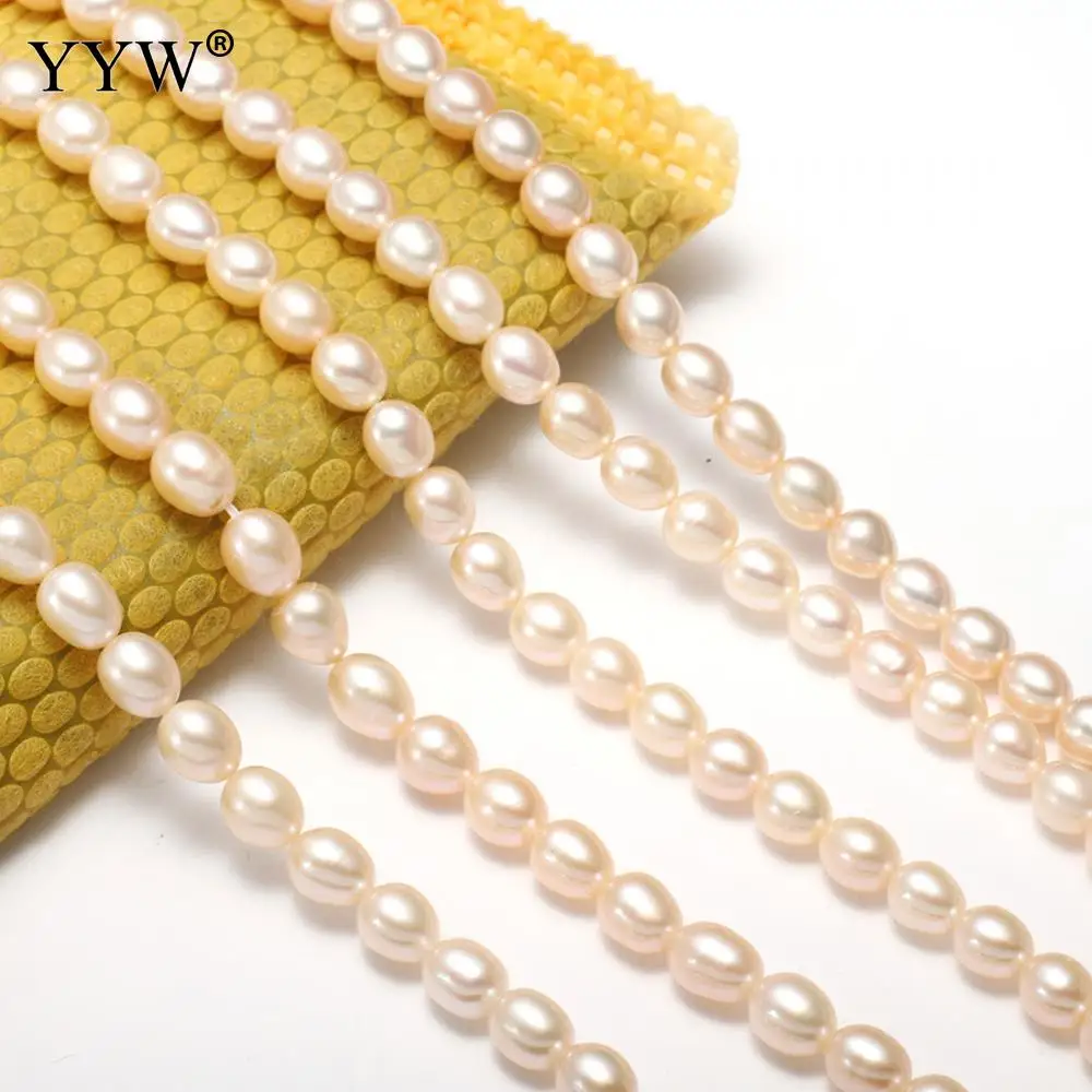 Aa 67mm Oval Freshwater Pearl Beads Bulk Jewelry Pink Cultured Natural