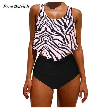 

Free Ostrich Sexy Underwear Women Leopard Print Biquini Set Tankini Underwear High Waist Panties Push Up Bra Women Bathing Suit
