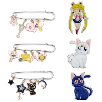 

Sailor Moon/Card Captor Sakura Brooch Enamel pin Cartoon Anime Jewelry Buckle Pin Backpack Brooches&Pins Girl Women Safety Pins