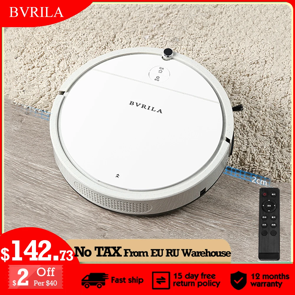 BVRILA-tanque de agua con Control remoto para alfombra de pelo de mascota, Aspiradora Robótica, succión de 3600Pa, 150ML, autorecarga, versión estándar