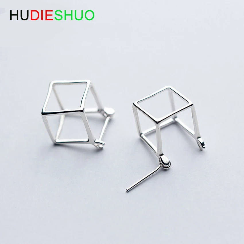 НОВЫЕ геометрические серьги-кубики huдизельный HUO s925silver креативные