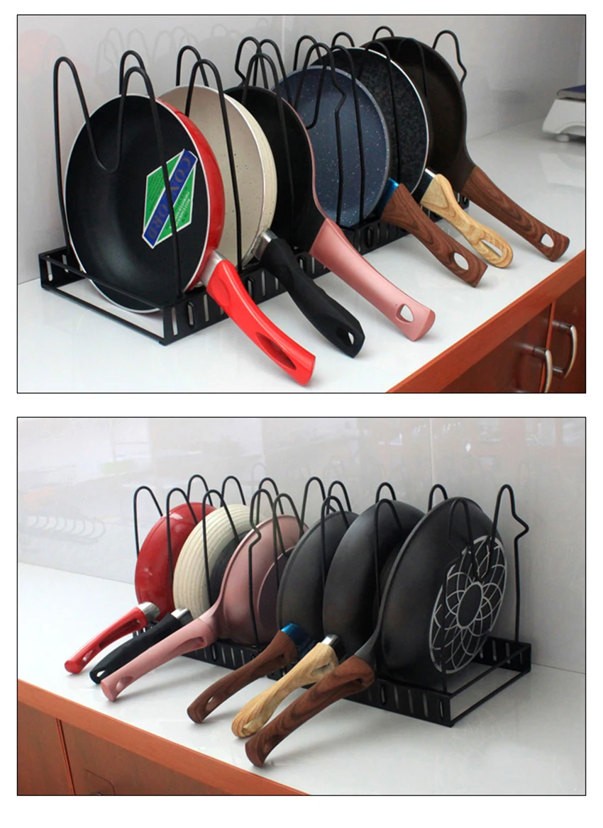 5+ Складная посуда и стеллаж для банок, регулируемые отсеки для кастрюль, крышка для хранения, металлическая полка для кухни, посуда для выпечки, ручка для крышки
